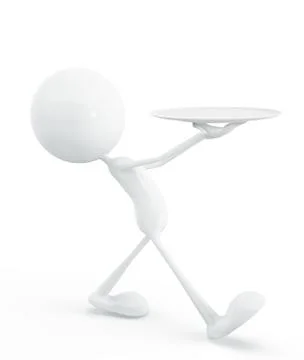 White character with dish Illustrazione stock