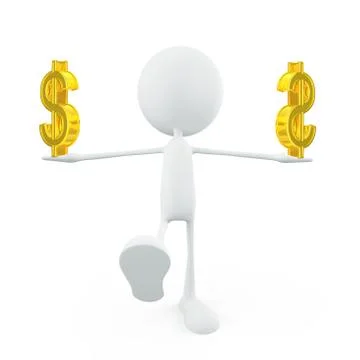White character with dollar sign Stock Illustration