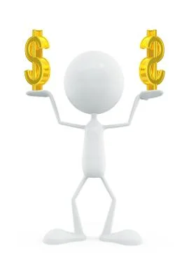 White character with dollar sign Stock Illustration
