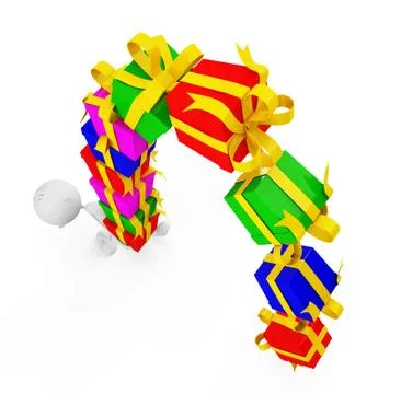 White character with gift box Stock Illustration