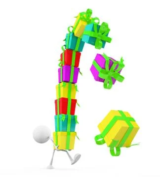 White character with gift box Stock Illustration