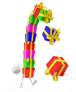 White character with gift box Stock Illustration