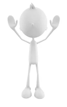 White character with hands up pose Stock Illustration