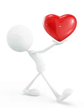 White character with heart Illustrazione stock