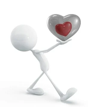 White character with heart Illustrazione stock