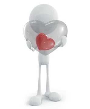 White character with heart Stock Illustration