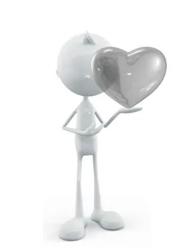 White character with heart Stock Illustration