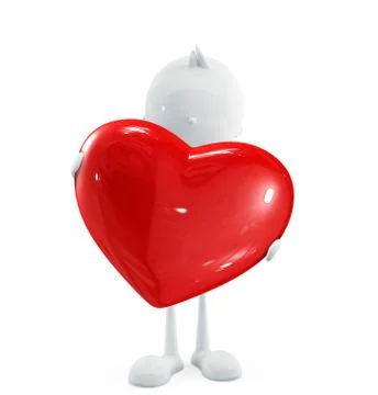 White character with heart Stock Illustration