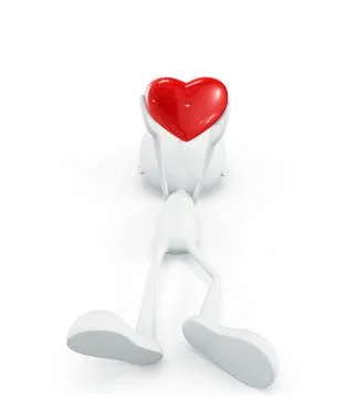 White character with heart Stock Illustration