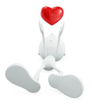 White character with heart Illustrazione stock