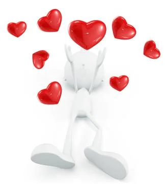 White character with heart Stock Illustration