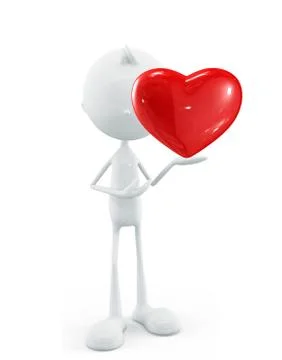 White character with heart Stock Illustration