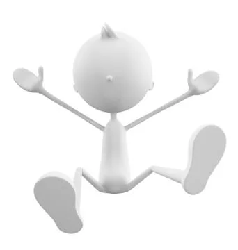 White character with jumping pose Stock Illustration