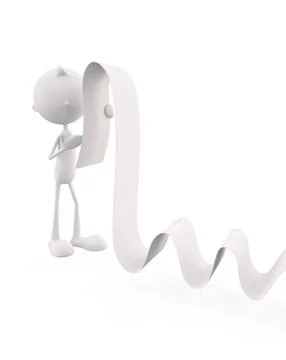 White character with long list Stock Illustration