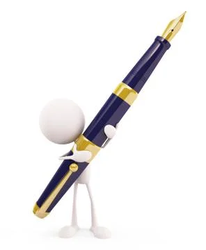 White character with pen Stockillustratie