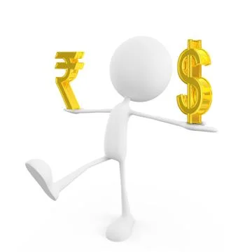 White character with rupee and dollar sign Stock Illustration