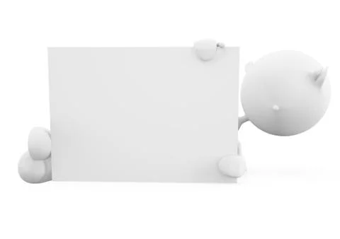 White character with sign board Stock Illustration