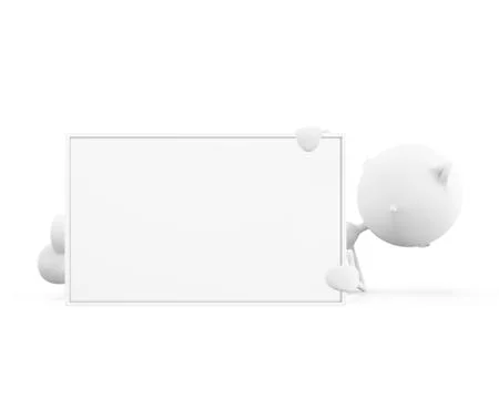 White character with sign board Stockillustratie