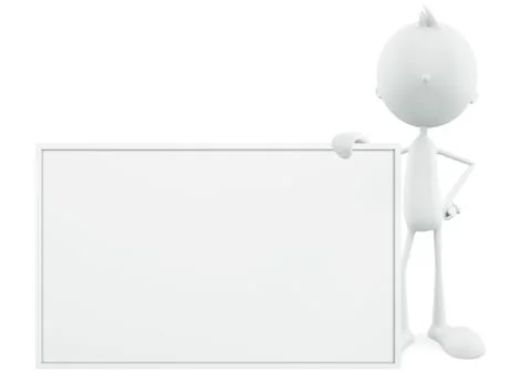 White character with sign board Stock Illustration