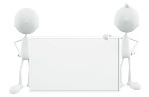 White character with sign board Stock Illustration