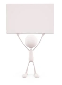 White character with signboard Stockillustratie