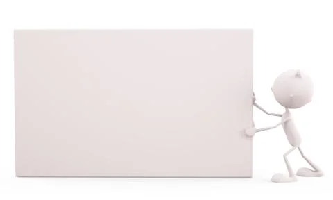 White character with signboard Stock Illustration
