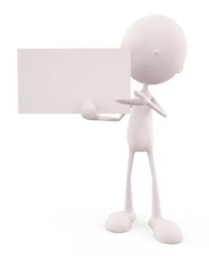 White character with signboard Stock Illustration