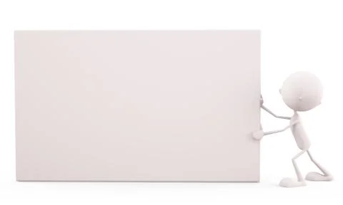 White character with signboard Stockillustratie