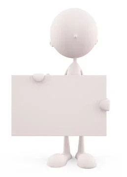 White character with signboard Stock Illustration