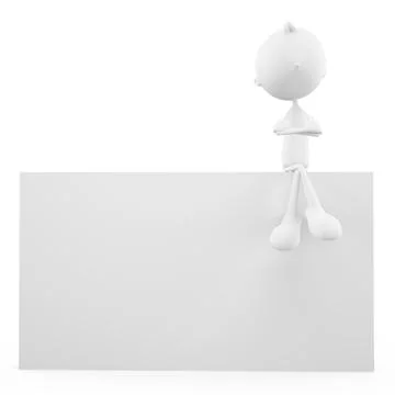 White character with signboard Stock Illustration
