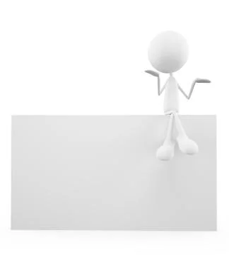 White character with signboard Stock Illustration