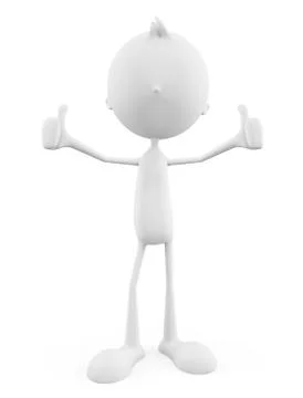 White character with thumbs up pose Stock Illustration