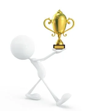 White character with trophy Stockillustratie