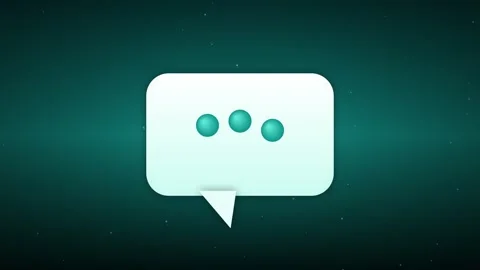 White Chat Bubble with Animated Teal Dots on Dark Green Background Video stock 347966288