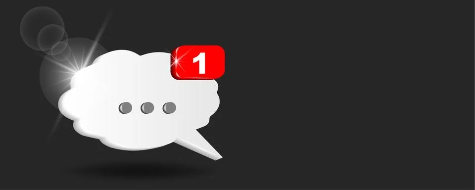 White chat cloud with notifier on black background Stock Illustration
