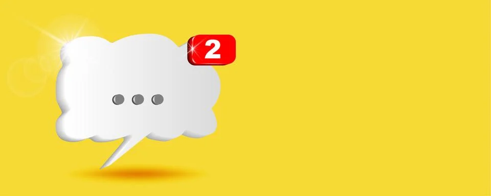 White chat cloud with notifier on yellow background. Illustrazione stock