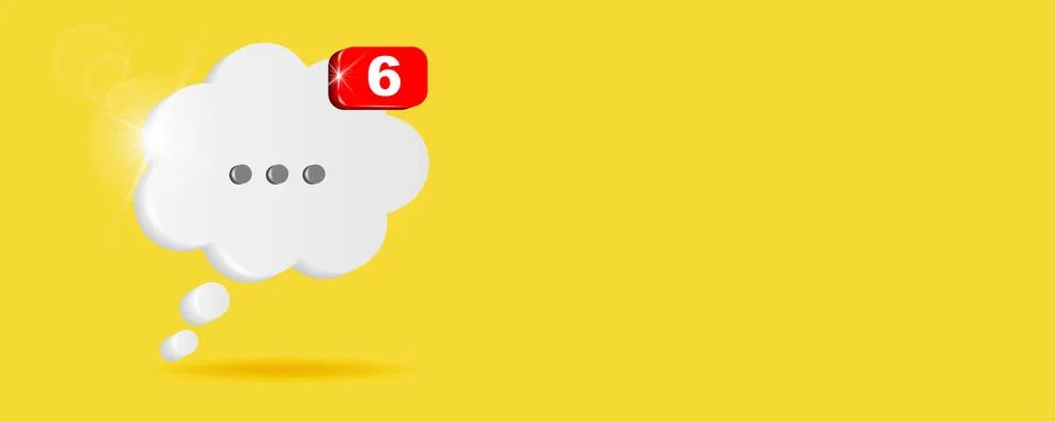 White chat cloud with notifier on yellow background 스톡 일러스트