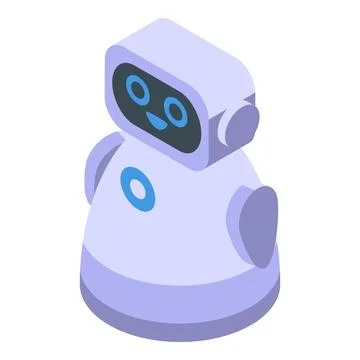 White chatbot smiling with digital face isometric view イラスト素材