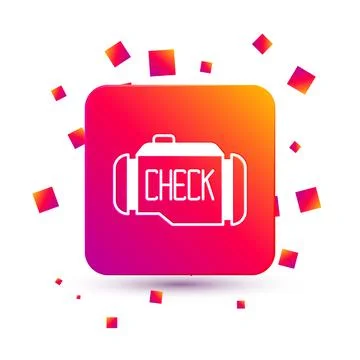 White Check engine icon isolated on white background. Square color button. .. Stock Illustration