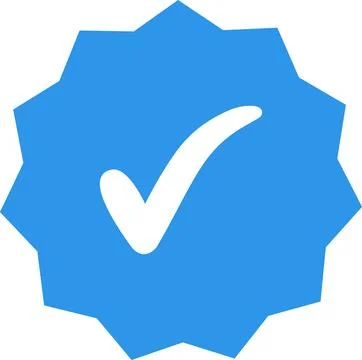 White check mark  blue 11 corners star badge verified user Ilustración de archivo