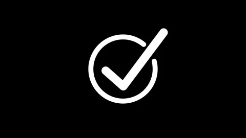White check mark in circle animation, check mark inside a circular outline .. Stock Footage 346800224