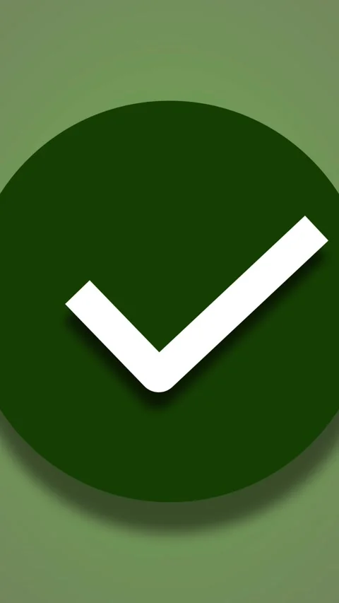 White check mark inside deep green circle on gradient. White check mark tic.. Stock Footage 345721671