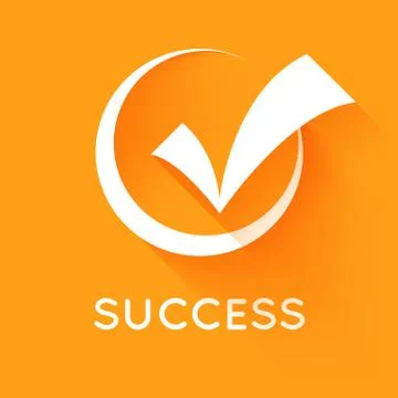 White  check mark or tick in round box with shadow Stock Illustration