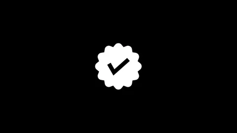 White check mark verification badge animation isolated on black background... Stock Footage 340601318