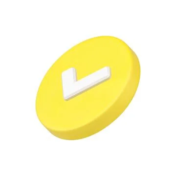 White check mark in yellow circle 3d icon isolated vector illustration Stock Illustration