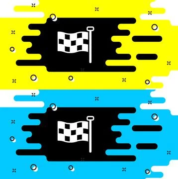 White Checkered flag icon isolated on black background. Racing flag.  Vector Stock Illustration