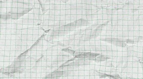 White checkered notebook paper with grid pattern. Crumpled sheet texture pe.. 库存照片