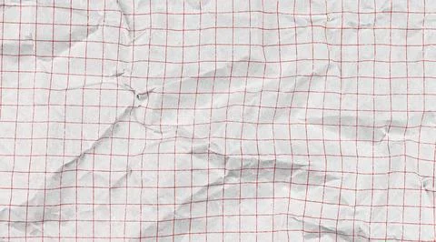 White checkered notebook paper with grid pattern. Crumpled sheet texture pe.. Foto stock