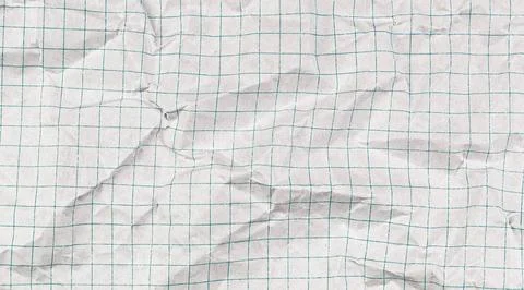 White checkered notebook paper with grid pattern. Crumpled sheet texture pe.. 스톡 사진
