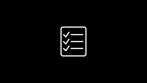 White checklist to do task outline icon on black background 4k video 25fps Stock-Footage 343658790